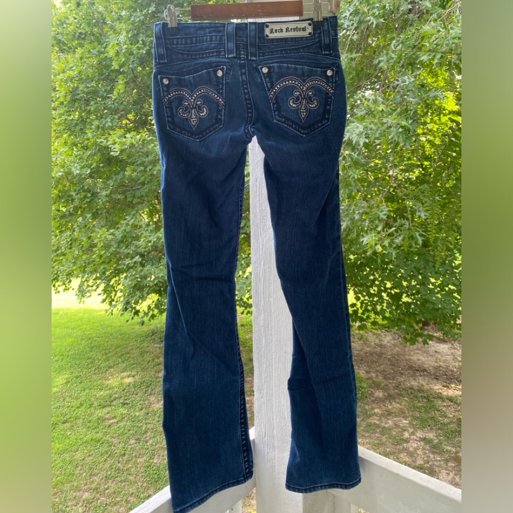 Rock Republic Adele Boot Cut Denim Jeans Dark Wash Bling Rhinestones Size 27